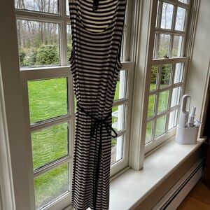 Black and White Striped Sleeveless Dress